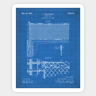 Tennis Net Patent - Tennis Lover Coach Instructor Art - Blueprint Sticker